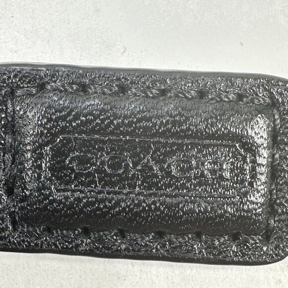 Coach Black Leather Crossbody Bag Buckle Detail Light Blue Interior Preowned - Picture 3 of 12